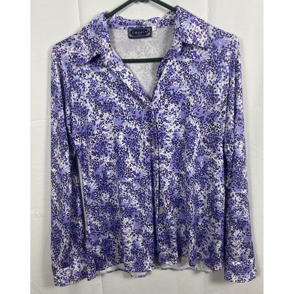Chopin Roma Women’s Button Down Blouse Heavy Hang Sophisticated Sz S Comfy